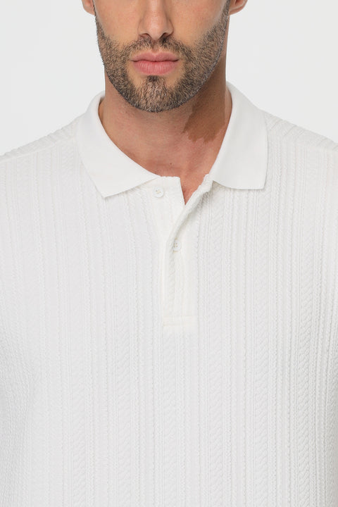 Polo Shirt Regular Fit Knitted Off White