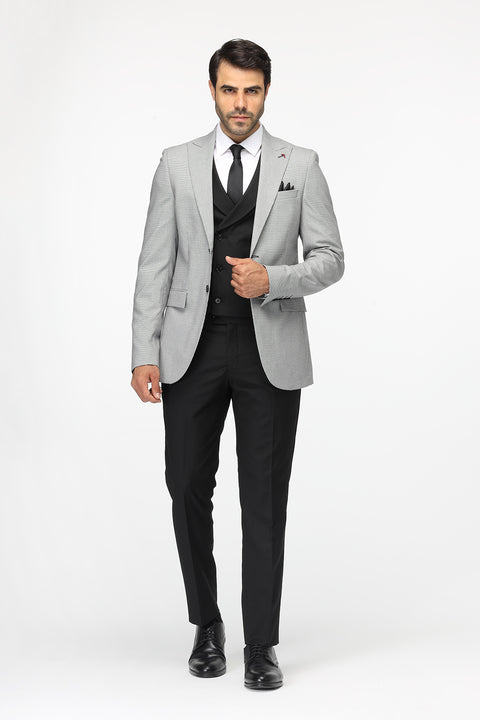Slim Fit Suit Light Gray