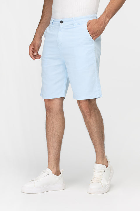 Regular Fit Linen Short Light Blue