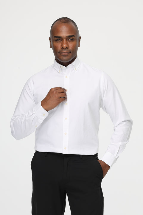 قميص Fit جديد أكسفورد أبيض 100% قطن