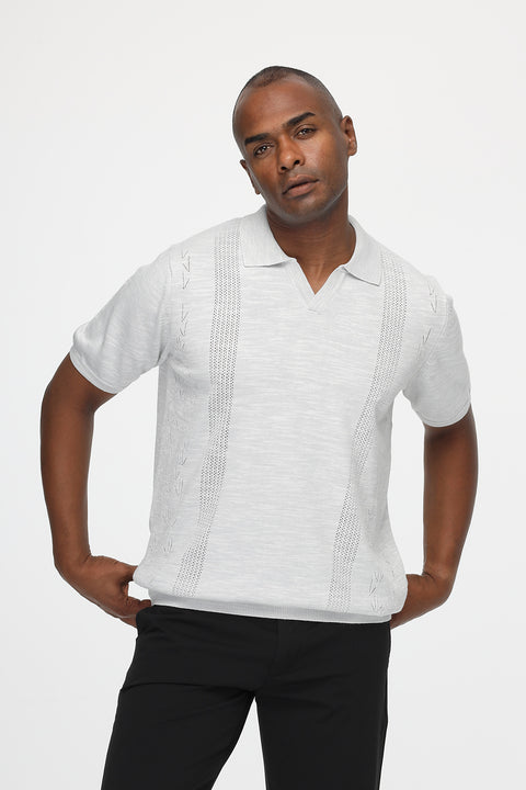 Polo Shirt Regular Fit Knitted Light Gray