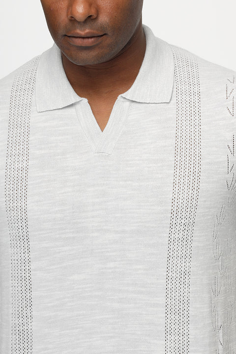 Polo Shirt Regular Fit Knitted Light Gray
