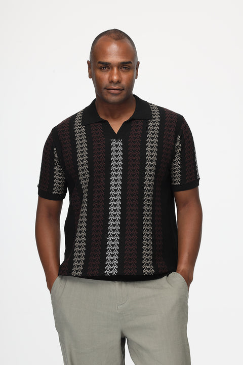Polo Shirt Regular Fit Knitted Black