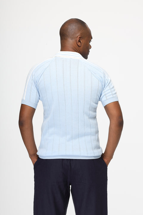 Polo Shirt Regular Fit Knitted Light Blue