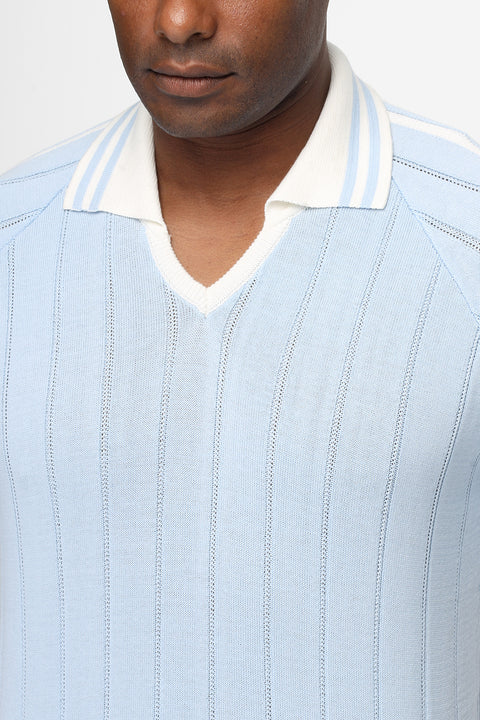 Polo Shirt Regular Fit Knitted Light Blue
