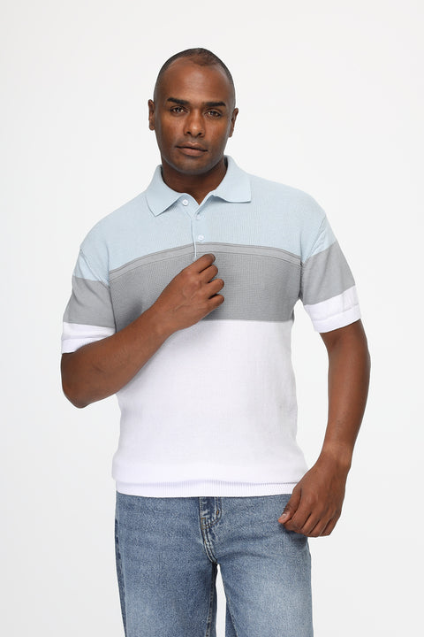 Polo Shirt Regular Fit Knitted Light Blue