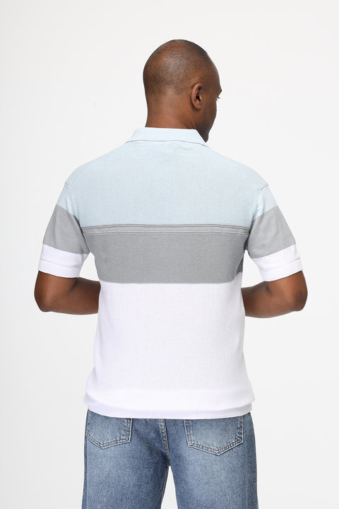 Polo Shirt Regular Fit Knitted Light Blue
