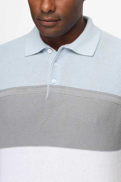 Polo Shirt Regular Fit Knitted Light Blue