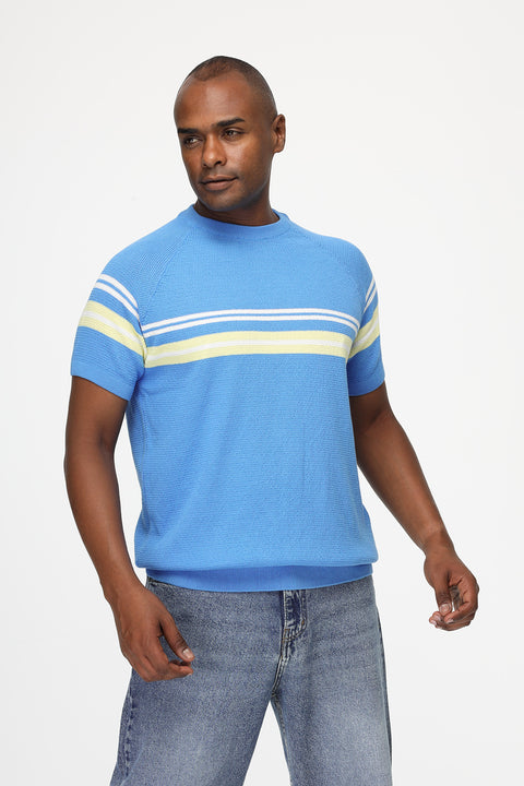 Regular Fit Knitted T-Shirt Turquoise