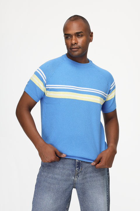 Regular Fit Knitted T-Shirt Turquoise
