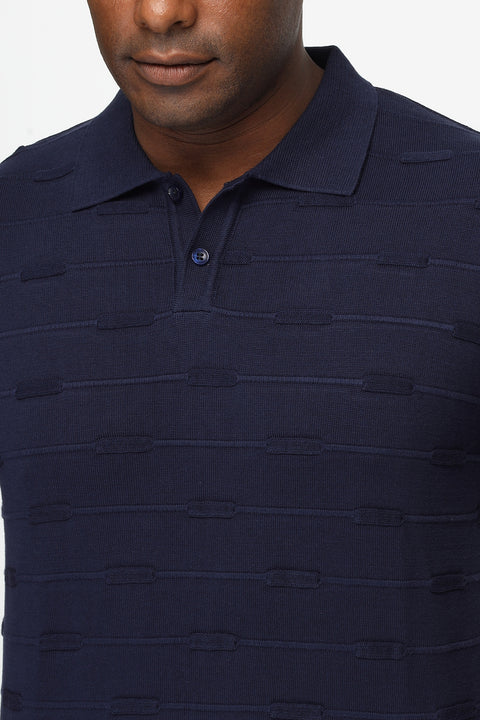 Polo Shirt Regular Fit Knitted Dark Blue