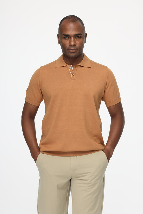 Polo Shirt Regular Fit Knitted Beige