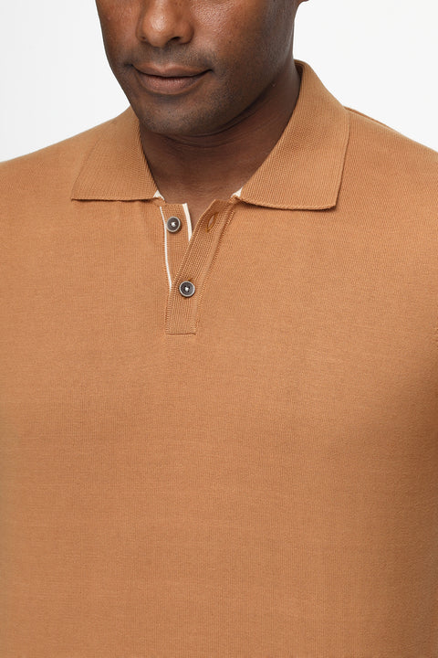 Polo Shirt Regular Fit Knitted Beige
