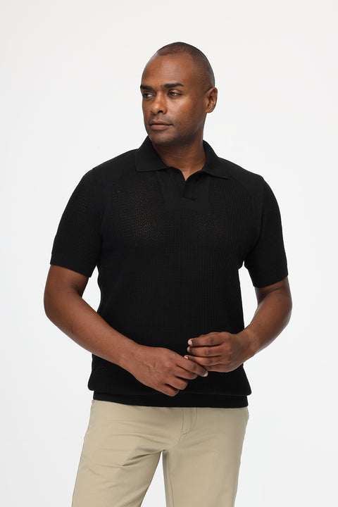 Polo Shirt Regular Fit Knitted Black