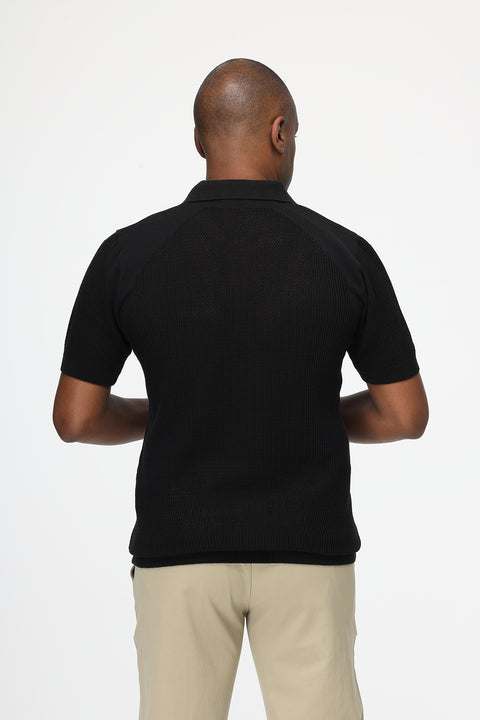 Polo Shirt Regular Fit Knitted Black