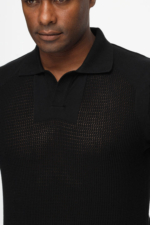 Polo Shirt Regular Fit Knitted Black