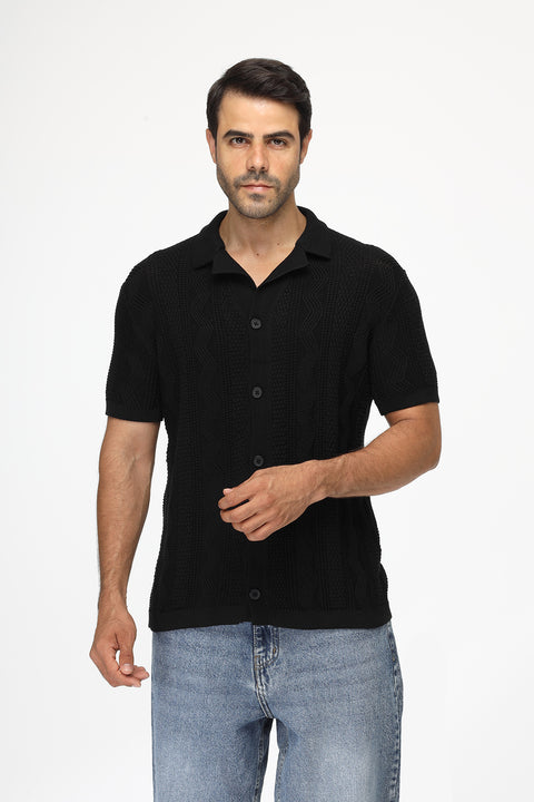 Polo Shirt Regular Fit Knitted Black