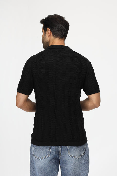 Polo Shirt Regular Fit Knitted Black