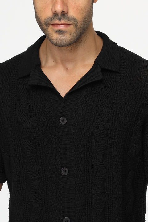 Polo Shirt Regular Fit Knitted Black