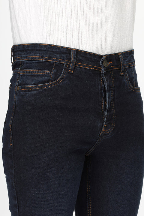 Slim Straight Fit Trousers Jeans Dark Blue