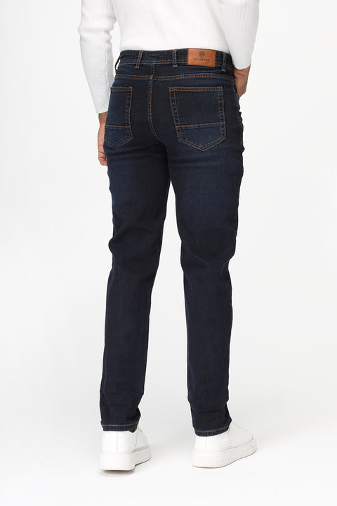 Slim Straight Fit Trousers Jeans Dark Blue