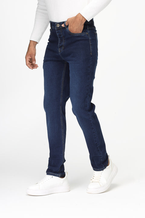 Slim Straight Fit Trousers Jeans Dark Blue