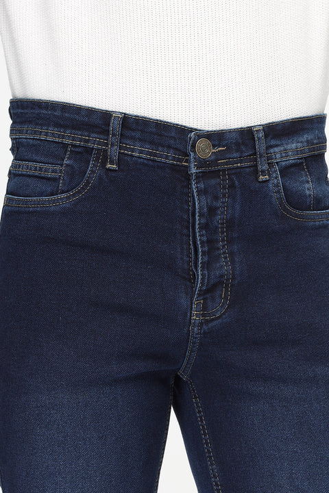 Slim Straight Fit Trousers Jeans Dark Blue