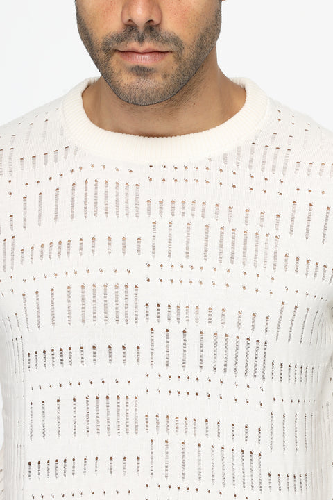 Regular Fit Knitted T-Shirt Off White