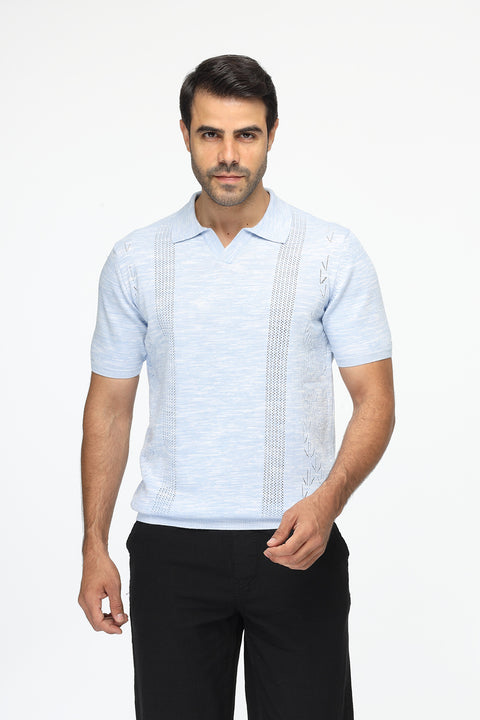 Polo Shirt Regular Fit Knitted Light Blue