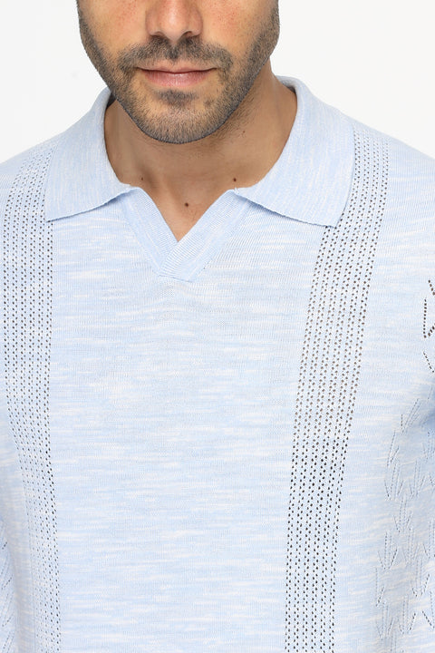Polo Shirt Regular Fit Knitted Light Blue