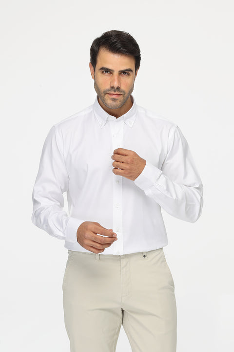 Regular fit Shirt Oxford White 100% Cotton