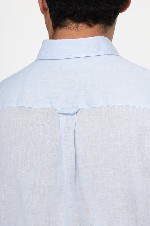 Regular Fit Linen Shirt Light Blue