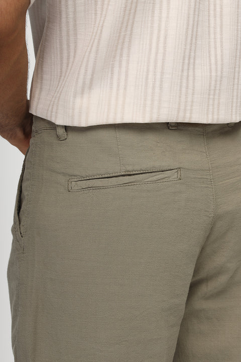 Regular Fit Cotton Linen Trousers Green