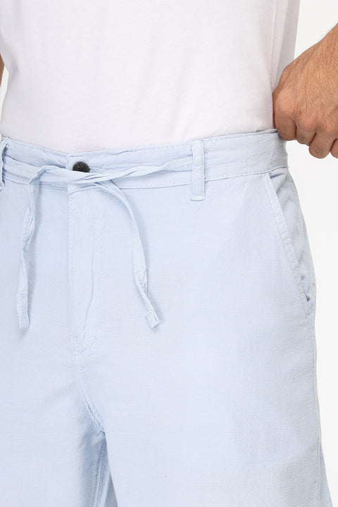 Regular Fit Cotton Linen Trousers Light Blue