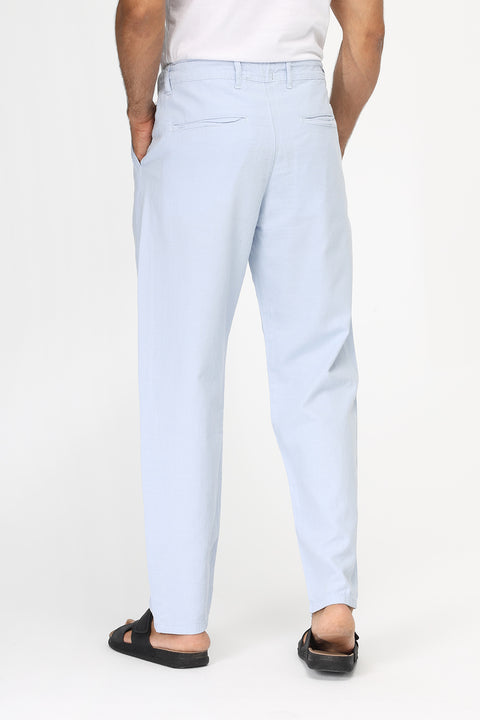 Regular Fit Cotton Linen Trousers Light Blue