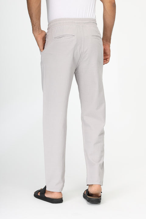 Regular Fit Cotton Linen Trousers Light Gray