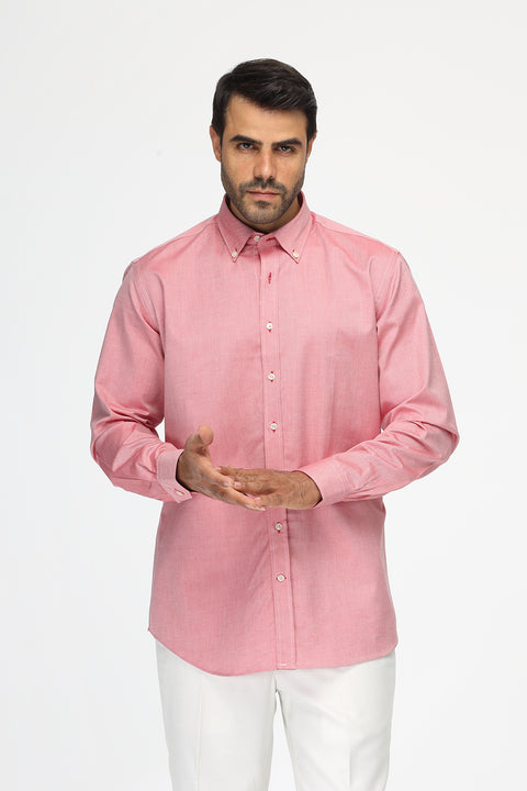Regular Fit Shirt Oxford Red 100% Cotton