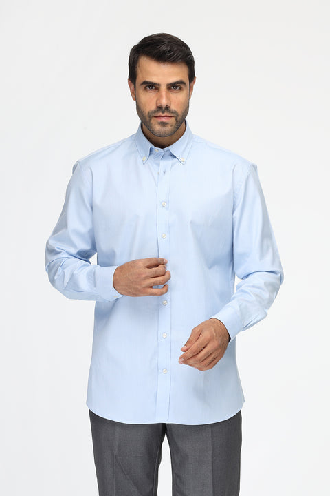 Regular Fit Shirt Oxford Light Blue 100% Cotton