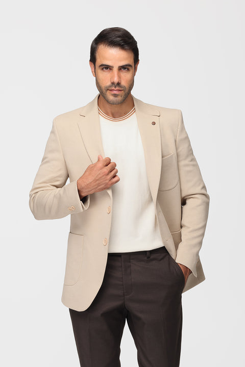 Slim Fit Blazer Beige