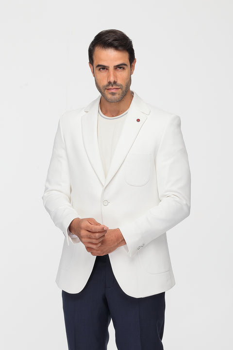 Slim Fit Blazer Off White