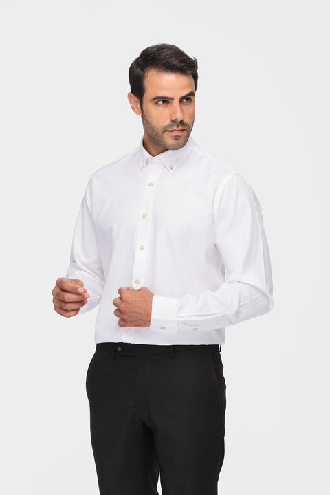 قميص Fit جديد أكسفورد أبيض 100% قطن