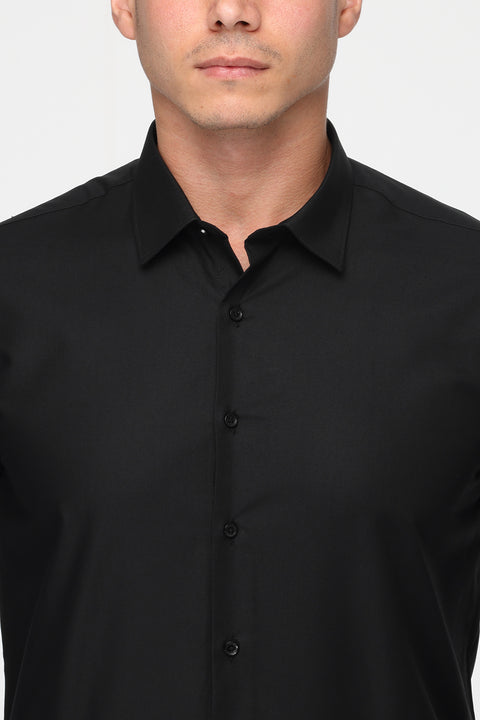 Slim Fit Shirt Oxford Black 100% Cotton