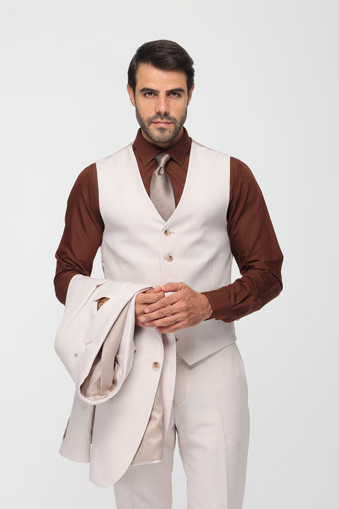 Slim Fit Suit Beige