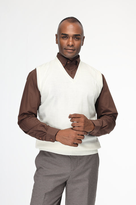 صديري بقصة عادية باللون الأبيض الفاتح