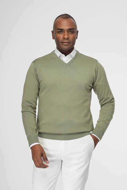 Regular Fit Pullover V Green