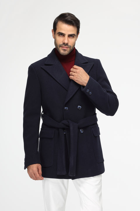 Regular Fit Coat Dark Blue