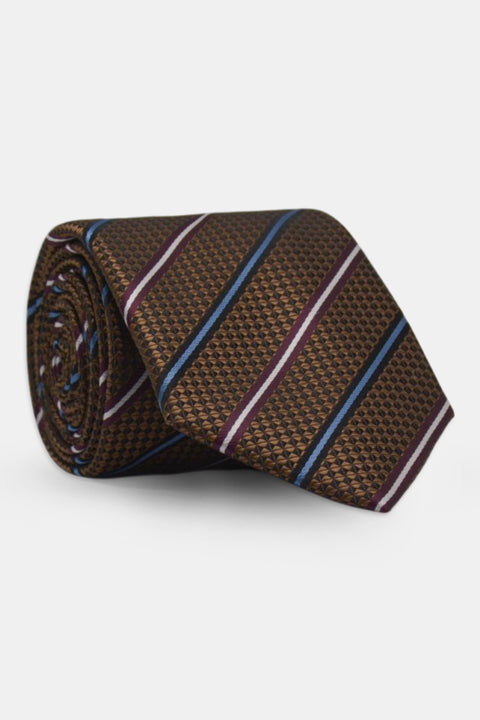 Stripe Tie 7 cm Brown