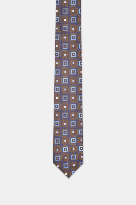 Jacquard Tie 7 cm Brown