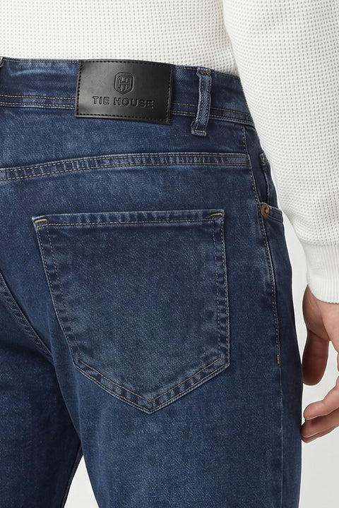 Slim Straight Fit Trousers Jeans Blue