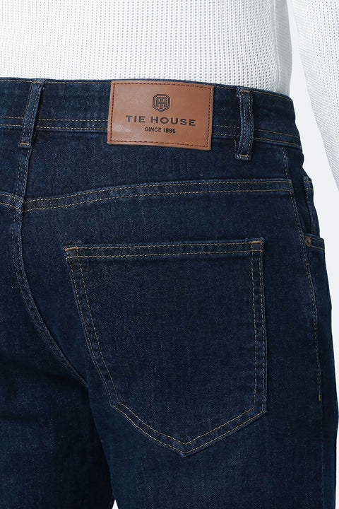 Slim Straight Fit Trousers Jeans Dark Blue